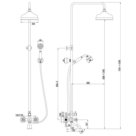 Lemark Vintage LM2862B shower system, tropical shower, shower, brass, bronze-1