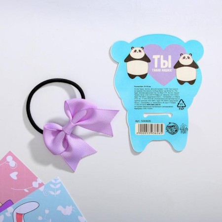 Hair elastic band with a bow "Panda" 9.5 x 8 cm-1