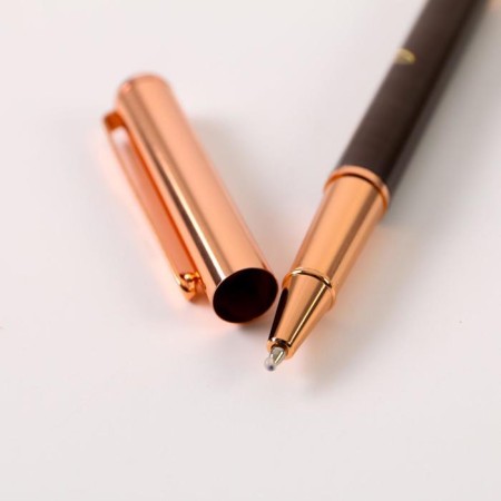 Pen "Golden Teacher", Furniture Pink Gold, Metal, Blue Paste, 1.0 mm-4
