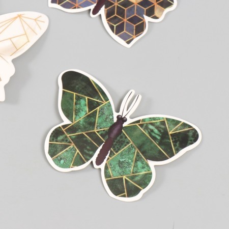 Butterflies cardboard "Geometry with gold" set 12 pcs h = 4-10 cm-3
