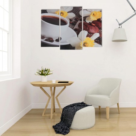 Modular picture "Coffee with cupcakes" (2-25x52; 1-30x60) 60x80 cm-3