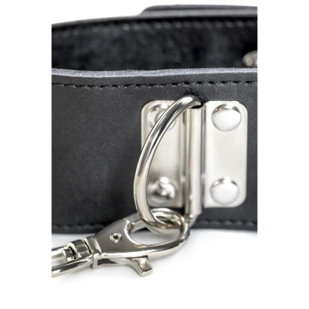 Collar Toyfa Theater, leather, with a leash, black, 44 cm-5