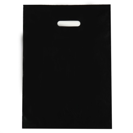 Polyethylene package with a cut handle, black 30-40 cm, 70 μm