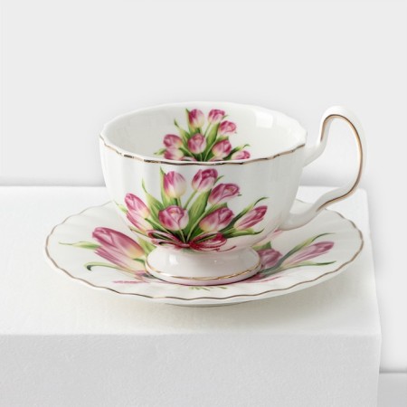 Service Service Spring, 12 objects: 6 mugs 220 ml, 6 saucers d = 15 cm, white color-1