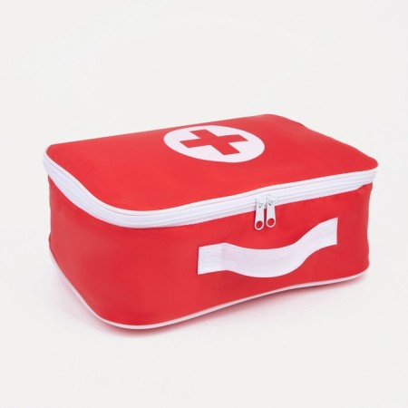 Cosmetic bag with lightning, red color