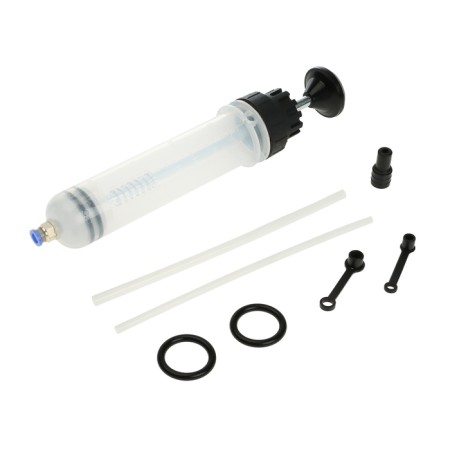 A syringe for replacing technical fluid in a car, 200 ml