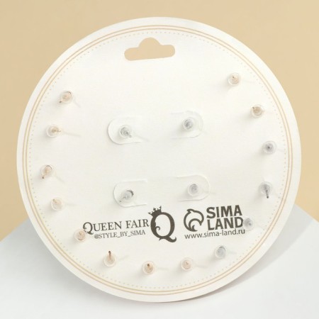 Pusets 9 pairs "Youth" butterflies and pearls, white color in gold-2