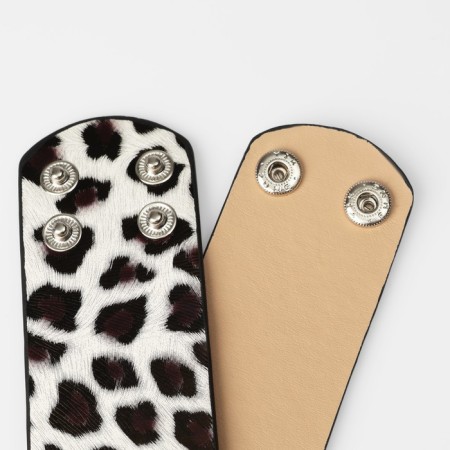 Safari Leopard leather bracelet, wide, brown-white color, 23.5 cm-2