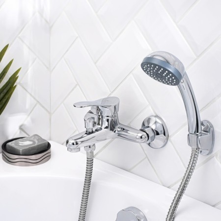 Bath mixer RMS SL86-009, single-leaf, shower set, cast surgery, wall, chrome 442504-1