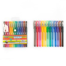 A set of gel pens, 12 colors, with sparkles, with rubber holders, in a blister