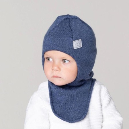 Hat-shuttle for a boy, indigo color, size 42-46 cm