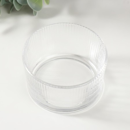 Glass of Glass for 1 candle "Round ribbed" transparent 8.8x8.8x5 cm-2