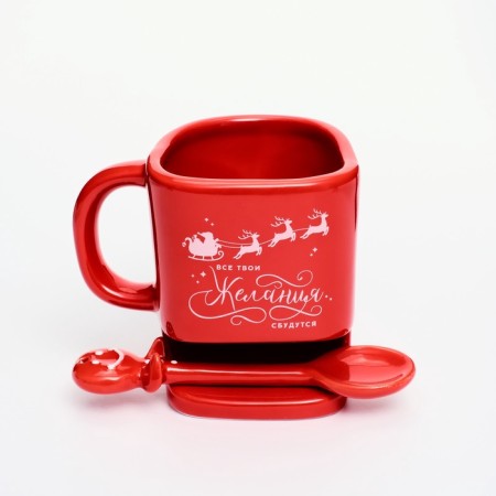 A mug with a spoon and a cooking compartment “desires will come true”, 200 ml-1