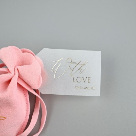 Suede bag “with love”, red, embossing, 9 × 12 cm-4