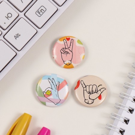 Icons sunset set 3 pcs d = 25 mm "gestures" 7x7 cm-2