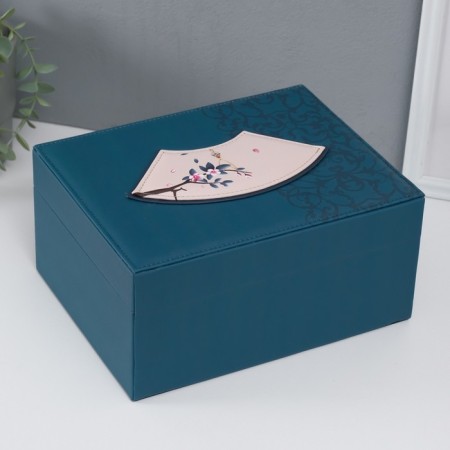 Casket to the leatherette for decorations the chest "Piece on sakura. Blue" Blue "26x20x13 cm-9