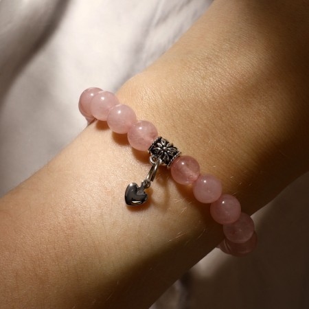 Bracelet Shar No. 8 with a suspension heart “Quartz Pink”, 18 size-3