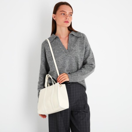 Bag Female Tout with zipper, milk color-8