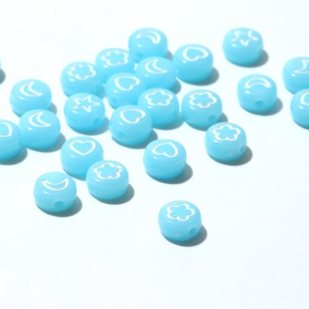 Acrylic bead "drawings" mix, 7 × 4 mm, set 10 g, blue color-1
