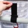 Carabiner for bags for a stroller, for Velcro, eco -leather, black/red color