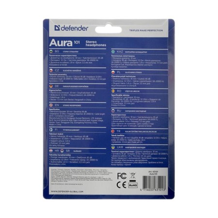 Headphones Defender aura 101, invoices, 85 dB, 32 Ohm, 3.5 mm, 1.8 m, black-6