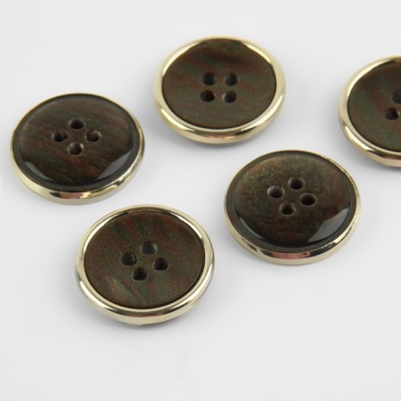 A set of buttons, 4 punctures, d = 18 mm, 5 pcs, graphite/gold color-1