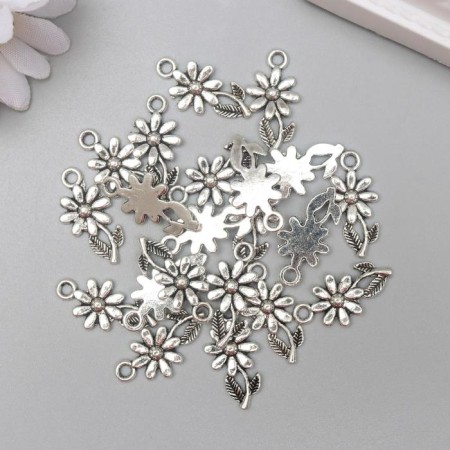 Decor metal for creativity "Flower" silver (A17374) 2.1x1 cm-2