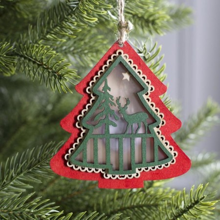 Christmas tree toy "Red Christmas tree", from batteries, glow warm white-1