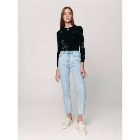 Women's jeans Conte Elegant Straight, XL size, Acid Washed Blue Color-2