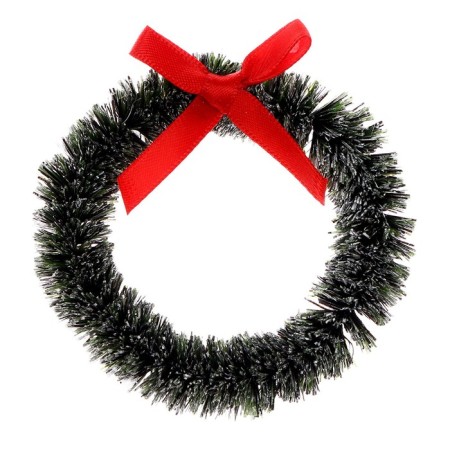 Decor "New Year's Wreath with a bow", a set of 3 pcs., Size 1 pc. -6.5 cm, dark green color-5