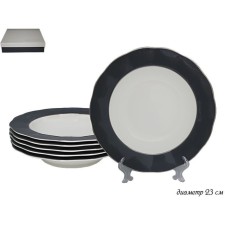 A set of deep plates Lenardi Gray, D = 23 cm, 6 pcs