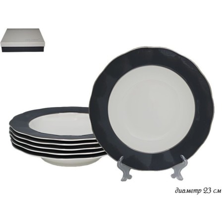 A set of deep plates Lenardi Gray, D = 23 cm, 6 pcs