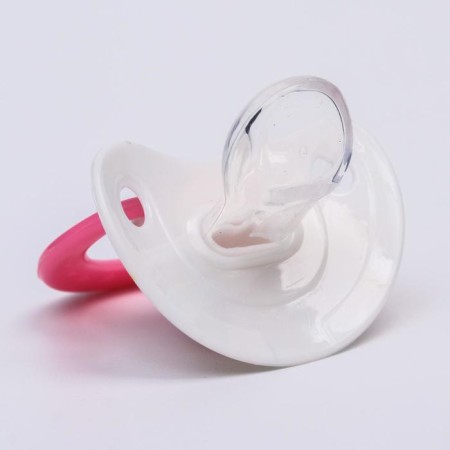 Orthodontic dummy nipple, silicone, 3 months old, “cat”, pink/yellow mix color-3
