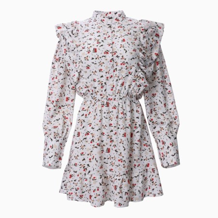 Women's dress with ruffles MIST, size 42, white-3