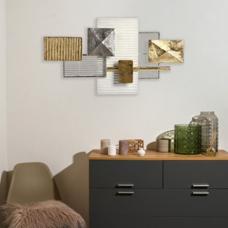 Decor Wall metal "strict lines" gold with silver 90.8x50.2x5.7 cm