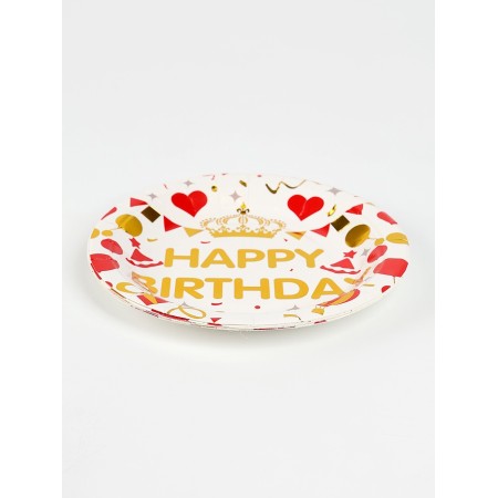 A set of paper utensils "Happy Birthday", 12 pcs., White color-2