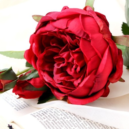 Artificial flowers "Rose Trio" 10x65 cm, burgundy-1