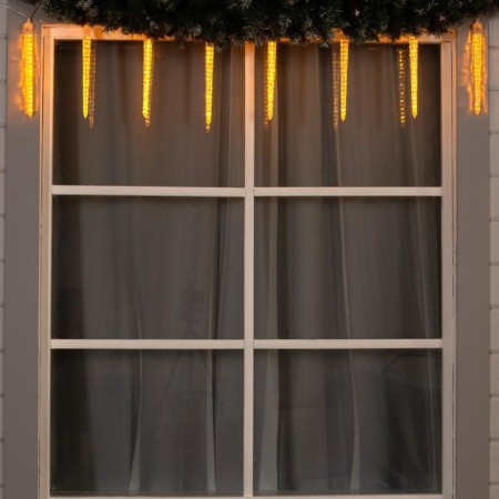 Garland “icicles rhyflated” 2.5 × 0.3 m, IP65, transparent thread, 192 LED, glow yellow with a drain effect, 12 V-2
