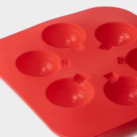 Form for chocolate of the share "Shar", silicone, 15 × 15 × 2 cm, 6 cells, red color-5