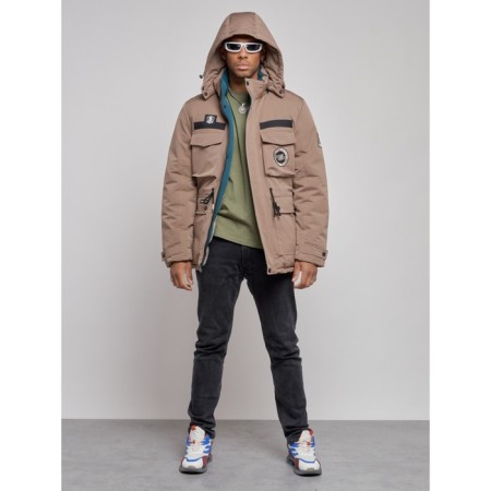 Winter male jacket, size 56, brown color-4