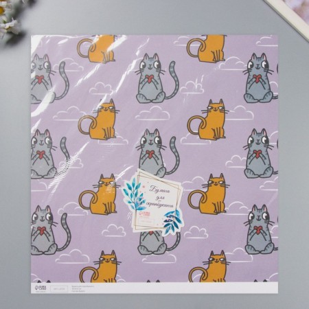 Scrapbooking paper "cats" density 180 grams set 5 pcs 30.5x32 cm-4
