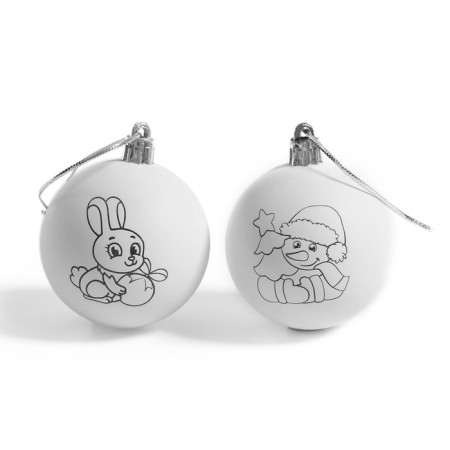 Christmas balls for coloring for the New Year "Time of Miracles", 2 pcs, a set for creativity-1