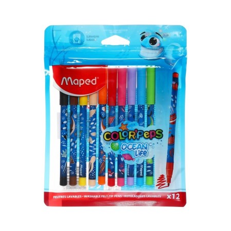 Flomasters 12 flowers Maped Color’Peps Ocean Life, super -mo -macked, decorated, euro suspension