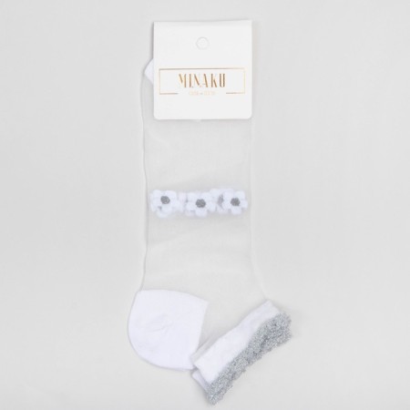 Women's socks glass minku "flowers", white color, size 36-37 (23 cm)-5