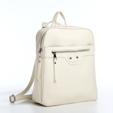 Women's backpack made of artificial leather with lightning, 3 pockets, milk color