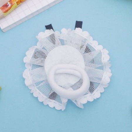 Hair elastic band Bant "Schoolgirl" Tape Flower, D-6.5 cm, blue-white-1