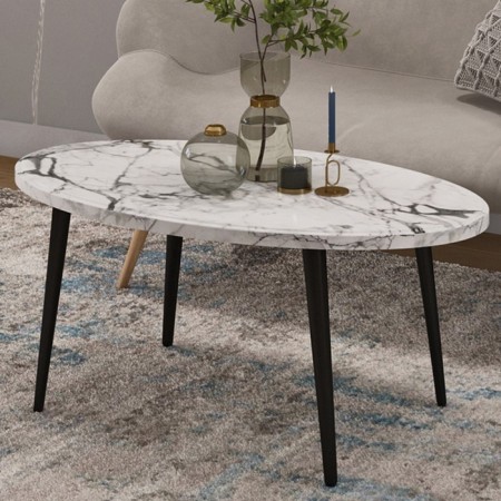 Journal table, 900 × 500 × 428 mm, Monte color white / Mile metal Muars