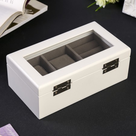 Casket wood 2 compartments for clocks and jewelry "Style" white 10.5x7x19.2 cm-4
