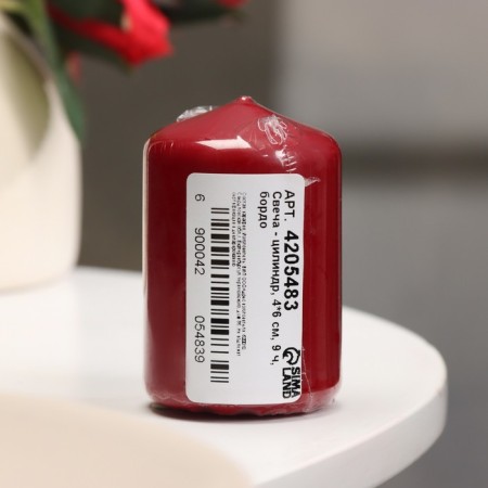 Candle - cylinder, 4 × 6 cm, 9 hours, burgundy-2