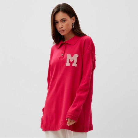 Jumper Women's Mist with a Polo collar pink, p. L (48-50)-3